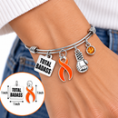 Orange Awareness Ribbon Bracelet – Total Badass Cancer Survivor Bracelet – Leukemia, Kidney Cancer & MS Fighter Gift