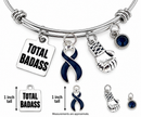 Black Awareness Ribbon Total Badass Bracelet – Melanoma Survivor, Cancer Fighter, Mourning & Memorial Gift, Boxing Glove Jewelry
