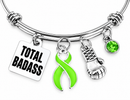 Lime Green Awareness Ribbon Total Badass Bracelet – Lymphoma, Lyme Disease, Muscular Dystrophy & Chronic Illness Fighter Gift