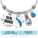 Teal & White Awareness Ribbon Bracelet – Total Badass Cervical Cancer Survivor Bracelet – Cancer Fighter & Warrior Gift