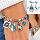 Teal & White Awareness Ribbon Bracelet – Total Badass Cervical Cancer Survivor Bracelet – Cancer Fighter & Warrior Gift