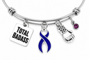 Violet Ribbon Total Badass Boxing Glove Survivor Bracelet – Hodgkin’s Lymphoma & Testicular Cancer Awareness Jewelry