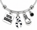 Zebra Ribbon Total Badass Fighter Bracelet – Rare Disease Awareness & Survivor Gift