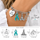 Just Breathe Awareness Ribbon Bracelet – Choose Any Ribbon Color – Meditation & Lotus Charm Bracelet – Survivor, Cancer & Chronic Illness Gift