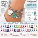Just Breathe Awareness Ribbon Bracelet – Choose Any Ribbon Color – Meditation & Lotus Charm Bracelet – Survivor, Cancer & Chronic Illness Gift