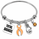 Peach Awareness Ribbon Bracelet – Total Badass Uterine Cancer Survivor Bracelet – Endometrial Cancer Fighter Gift