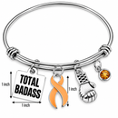 Peach Awareness Ribbon Bracelet – Total Badass Uterine Cancer Survivor Bracelet – Endometrial Cancer Fighter Gift