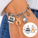 Peach Awareness Ribbon Bracelet – Total Badass Uterine Cancer Survivor Bracelet – Endometrial Cancer Fighter Gift