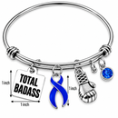 Periwinkle Awareness Ribbon Bracelet – Total Badass Stomach Cancer Survivor Bracelet – Esophageal Cancer & Eating Disorder Awareness Gift