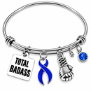 Periwinkle Awareness Ribbon Bracelet – Total Badass Stomach Cancer Survivor Bracelet – Esophageal Cancer & Eating Disorder Awareness Gift