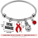 Red Awareness Ribbon Bracelet – Total Badass Cancer Survivor Bracelet – Heart Disease, Stroke & HIV AIDS Fighter Gift