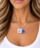 Never Ever Give Up Periwinkle Awareness Ribbon Necklace – Stomach Cancer, Eating Disorder & Pulmonary Hypertension Support Gift