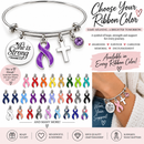She Is Strong Awareness Ribbon Bracelet – Proverbs 31:25 Christian Survivor Gift – Choose Any Ribbon Color – Cancer, Chronic Illness & Support Jewelry