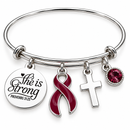She Is Strong Awareness Ribbon Bracelet – Proverbs 31:25 Christian Survivor Gift – Choose Any Ribbon Color – Cancer, Chronic Illness & Support Jewelry