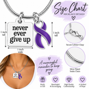 Never Ever Give Up Purple Awareness Ribbon Necklace – Pancreatic Cancer, Lupus, Fibromyalgia & Epilepsy Support Gift