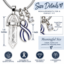ALS Awareness Clear Quartz Crystal Necklace – Blue & White Ribbon, ALS Warrior Survivor Gift, Healing Crystal Jewelry