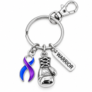 Rheumatoid Arthritis Awareness Keychain, Blue and Purple Ribbon Warrior Gift, Boxing Glove Key Ring, RA Support Gift for Fighter Survivor