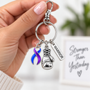 Rheumatoid Arthritis Awareness Keychain, Blue and Purple Ribbon Warrior Gift, Boxing Glove Key Ring, RA Support Gift for Fighter Survivor