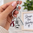 Burgundy Awareness Ribbon Boxing Glove Keychain, Warrior Keychain, Multiple Myeloma Gift, Head & Neck Cancer Support Gift