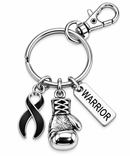 Black Awareness Ribbon Boxing Glove Keychain, Warrior Keychain, Melanoma Cancer Gift, Skin Cancer Survivor Gift, Sleep Disorder Support
