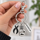 Black Awareness Ribbon Boxing Glove Keychain, Warrior Keychain, Melanoma Cancer Gift, Skin Cancer Survivor Gift, Sleep Disorder Support