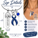 Navy Blue Awareness Ribbon Clear Quartz Crystal Necklace – Colon Cancer, Colorectal Cancer Survivor & Healing Crystal Gift