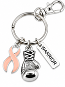 Peach Awareness Ribbon Boxing Glove Keychain, Warrior Keychain, Endometrial Cancer Gift, Uterine Cancer Survivor Gift