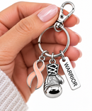 Peach Awareness Ribbon Boxing Glove Keychain, Warrior Keychain, Endometrial Cancer Gift, Uterine Cancer Survivor Gift