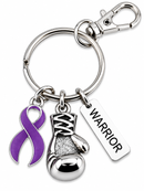 Purple Awareness Ribbon Boxing Glove Keychain, Warrior Keychain, Pancreatic Cancer Gift, Alzheimer's Survivor Gift, Lupus Support