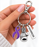 Purple Awareness Ribbon Boxing Glove Keychain, Warrior Keychain, Pancreatic Cancer Gift, Alzheimer's Survivor Gift, Lupus Support