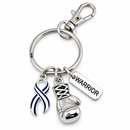 ALS Awareness Keychain, Navy Blue and White Ribbon, Warrior Boxing Glove Gift, Motor Neuron Disease Support, Fighter Survivor Keychain