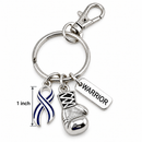 ALS Awareness Keychain, Navy Blue and White Ribbon, Warrior Boxing Glove Gift, Motor Neuron Disease Support, Fighter Survivor Keychain