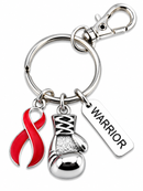 Choose Your Awareness Ribbon Color WARRIOR Keychain – Boxing Glove Cancer Survivor & Fighter Gift