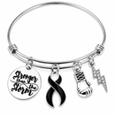 Black Awareness Ribbon Bracelet, Melanoma Cancer Bracelet, Stronger Than the Storm, Boxing Glove Fighter Gift, Survivor Warrior Bracelet