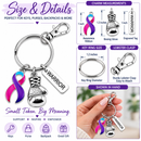 Pink, Purple & Teal Awareness Ribbon Warrior Keychain – Boxing Glove Fighter Gift, Thyroid Cancer Awareness Gift