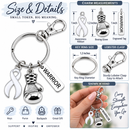 White Awareness Ribbon Boxing Glove Keychain, Warrior Keychain, Lung Cancer Gift, Bone Cancer Survivor Gift, Osteoporosis Support