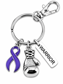 Violet Awareness Ribbon Boxing Glove Keychain, Warrior Keychain, Hodgkin's Lymphoma Gift, Epilepsy Awareness, Lupus Support Gift