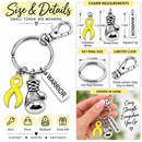 Yellow Awareness Ribbon Boxing Glove Keychain, Warrior Keychain, Sarcoma Cancer Gift, Bladder Cancer Survivor Gift, Endometriosis Support