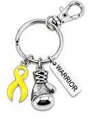 Yellow Awareness Ribbon Boxing Glove Keychain, Warrior Keychain, Sarcoma Cancer Gift, Bladder Cancer Survivor Gift, Endometriosis Support