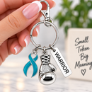 Teal Awareness Ribbon Boxing Glove Keychain, Warrior Keychain, Ovarian Cancer Gift, PTSD Support, Cervical Cancer Awareness, Warrior Gift