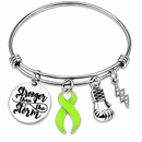 Lime Green Awareness Ribbon Bracelet, Non Hodgkin Lymphoma Gift, Lymphoma Cancer Bracelet, Stronger Than the Storm, Cancer Fighter Gift
