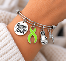 Lime Green Awareness Ribbon Bracelet, Non Hodgkin Lymphoma Gift, Lymphoma Cancer Bracelet, Stronger Than the Storm, Cancer Fighter Gift