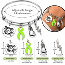Lime Green Awareness Ribbon Bracelet, Non Hodgkin Lymphoma Gift, Lymphoma Cancer Bracelet, Stronger Than the Storm, Cancer Fighter Gift