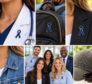 Navy Blue Awareness Ribbon Pin | Colon Colorectal Cancer Support Pin | Acrylic Ribbon Lapel Pin | Survivor Caregiver Gift | Team Awareness