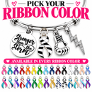 Choose Your Ribbon Bracelet, Awareness Ribbon Jewelry, Stronger Than the Storm, Cancer Fighter Gift, Survivor Bracelet, Custom Ribbon Color