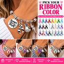Choose Your Ribbon Bracelet, Awareness Ribbon Jewelry, Stronger Than the Storm, Cancer Fighter Gift, Survivor Bracelet, Custom Ribbon Color