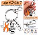 Orange Ribbon Warrior Keychain, Leukemia Awareness Gift, Kidney Cancer Support, MS Awareness Gift, Cancer Fighter Survivor Gift