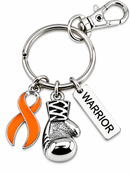 Orange Ribbon Warrior Keychain, Leukemia Awareness Gift, Kidney Cancer Support, MS Awareness Gift, Cancer Fighter Survivor Gift