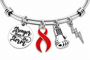 Red Ribbon Bracelet, Heart Disease Awareness Gift, Stroke Survivor Bracelet, HIV AIDS Awareness, Stronger Than the Storm Fighter Jewelry