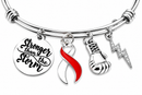 Red & White Ribbon Bracelet, Aplastic Anemia Awareness Gift, DVT Awareness Bracelet, Head Neck Cancer Gift, Stronger Than the Storm